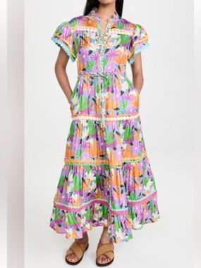 CELIA B ANEETA Dress Midi flutter sleeve button down with pockets Medium Sz S
